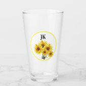 Monogram Waterverf Geel zonnebloem Tumbler Glas (Voorkant)