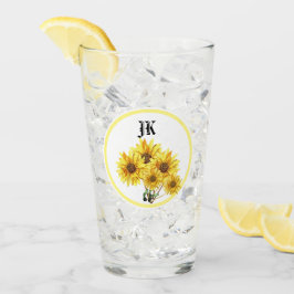 Monogram Waterverf Gele Zonnebloem Tumbler Glas