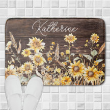 Monogram Waterverf Gele Zonnebloemveld Hout