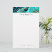Monogram Waterverf Geode Green Agate Malachite Briefpapier (Staand voorkant)