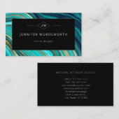 Monogram Waterverf Geode Green Agate Malachite Visitekaartje (Voorkant / Achterkant)