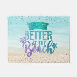 Monogram Waterverf Glitter Life is beter strand Deurmat
