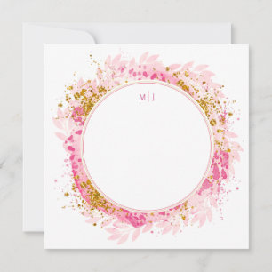 Monogram Waterverf Glitter Wedding Dank je Bedankkaart