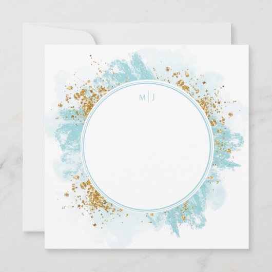 Monogram Waterverf Glitter Wedding Dank je Bedankkaart (Voorkant)