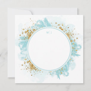 Monogram Waterverf Glitter Wedding Dank je Bedankkaart