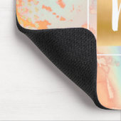 Monogram waterverf goudturquoise oranje paars muismat (Hoek)