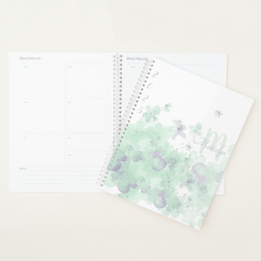 Monogram Waterverf Groen 2025 Bloemenplanner Planner (Display)