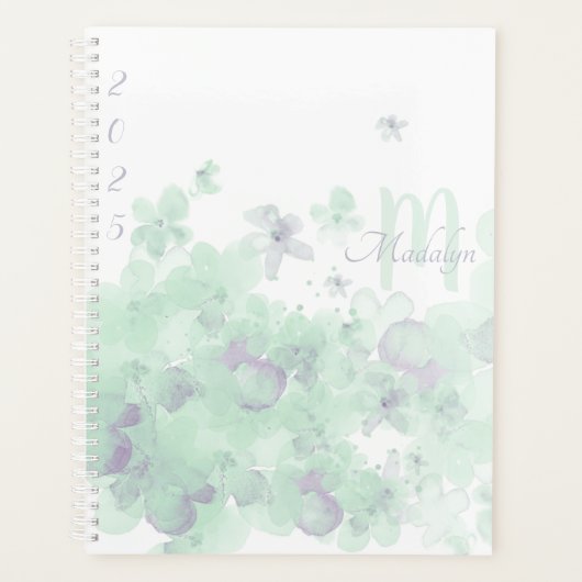 Monogram Waterverf Groen 2025 Bloemenplanner Planner (Voorkant)