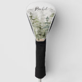 Monogram Waterverf Groen Dennenbos op Berg Golfheadcover (Voorkant)
