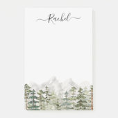 Monogram Waterverf Groen Dennenbos op Berg Post-it® Notes (Voorkant)