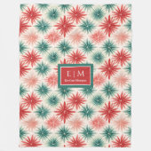 Monogram waterverf groen rood traditioneel vlies fleece deken (Voorkant)