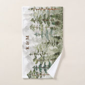 Monogram Waterverf Groene dennenbos op de berg Bad Handdoek (Handdoek)