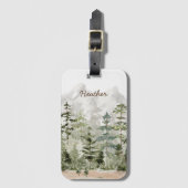 Monogram Waterverf Groene dennenbos op de berg Bagagelabel (Voorkant (verticaal))