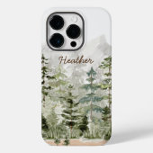 Monogram Waterverf Groene dennenbos op de berg Case-Mate iPhone Case (Achterkant)