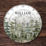 Monogram Waterverf Groene dennenbos op de berg Dartbord<br><div class="desc">Voeg een vleugje natuur toe aan uw sportstijl met onze Monogram Waterverf Green Pine Forest op Mountain Dart Board! Personaliseer het en geniet van een vleugje rustieke charme aan uw !</div>