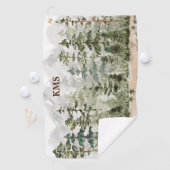 Monogram Waterverf Groene dennenbos op de berg Golfhanddoek (Insitu)