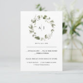 Monogram | Waterverf Groene Huwelijks RSVP Aankondiging (Staand voorkant)