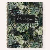 Monogram Waterverf Groene Tropische Bladeren Patro Notitieboek (Voorkant)