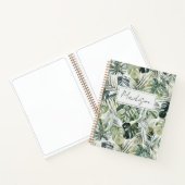Monogram Waterverf Groene Tropische Bladeren Patro Notitieboek (Binnen)
