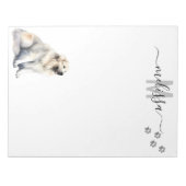 Monogram Waterverf Grote Pyreneeën Gepersonaliseer Notitieblok (Voorkant)