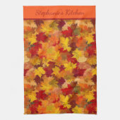 Monogram Waterverf Herfstbladeren - Vintage Herfst Theedoek (Verticaal)