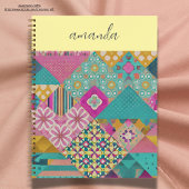 Monogram Waterverf in abstracte details multicolor Notitieboek