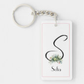 Monogram waterverf initiaal AcrylSleutelhanger Sleutelhanger (Voorkant)