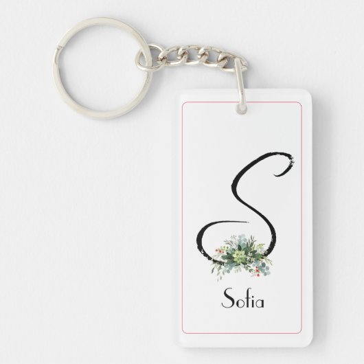 Monogram waterverf initiaal AcrylSleutelhanger Sleutelhanger (Voorkant)