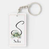 Monogram waterverf initiaal zwart AcrylSleutelhang Sleutelhanger (achterkant)