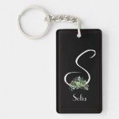 Monogram waterverf initiaal zwart AcrylSleutelhang Sleutelhanger (Voorkant)