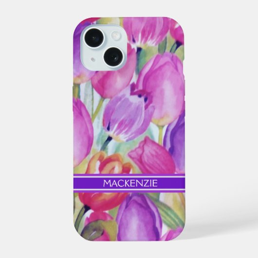 Monogram waterverf iPhone 15 case (Achterkant)
