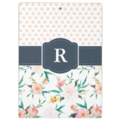 Monogram Waterverf Klembord Floral, Blauw (Achterkant)