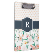 Monogram Waterverf Klembord Floral, Blauw (Rechts)