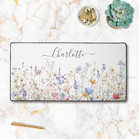 Monogram Waterverf Kleurrijk Mooi Wilde Bloem Bureaumat