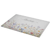 Monogram Waterverf Kleurrijk Mooi Wilde Bloem Snijplank (Hoek)
