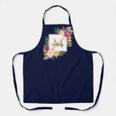 Monogram Waterverf Kleurrijke Rozen Bloem Bloem Schort (Voorkant)