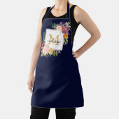 Monogram Waterverf Kleurrijke Rozen Bloem Bloem Schort (Insitu)