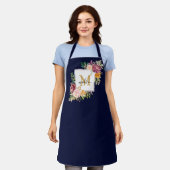 Monogram Waterverf Kleurrijke Rozen Bloem Bloem Schort (Gedragen)