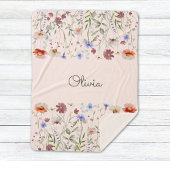 Monogram Waterverf Kleurrijke Wildflower Meadow Sherpa Deken