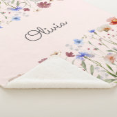 Monogram Waterverf Kleurrijke Wildflower Meadow Sherpa Deken (3/4)