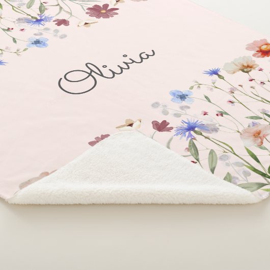 Monogram Waterverf Kleurrijke Wildflower Meadow Sherpa Deken (3/4)