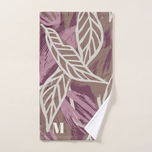 Monogram Waterverf Koffieblad Patroon Pickleball Handdoek (Handdoek)