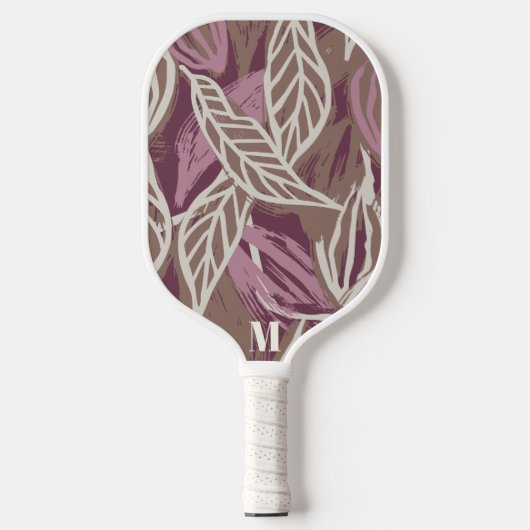 Monogram Waterverf Koffieblad Patroon Pickleball Paddle (Voorkant)