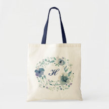 Monogram Waterverf Krans Stofblauw Elegant