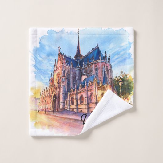 Monogram Waterverf kunstwerk voor reizigers Bad Handdoek (Wasdoekje)