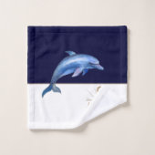 Monogram Waterverf kustblauwe dolfijn Bad Handdoek (Wasdoekje)