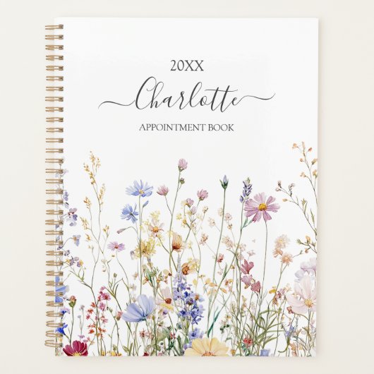 Monogram Waterverf Landelijk Mooie Bloemenweide Planner (Voorkant)