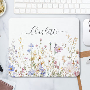 Monogram Waterverf Landelijk Moois Bloemenveld Muismat