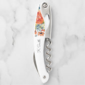 Monogram Waterverf Lente Bloemen Kurkentrekker (Achterkant)