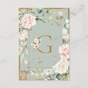 Monogram Waterverf Letter G Floral Blush Bedankkaart